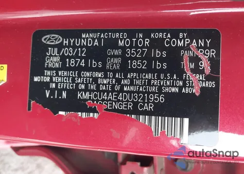 2013 Hyundai Accent Gls z USA, uszkodzony, nr VIN KMHCU4AE4DU321956